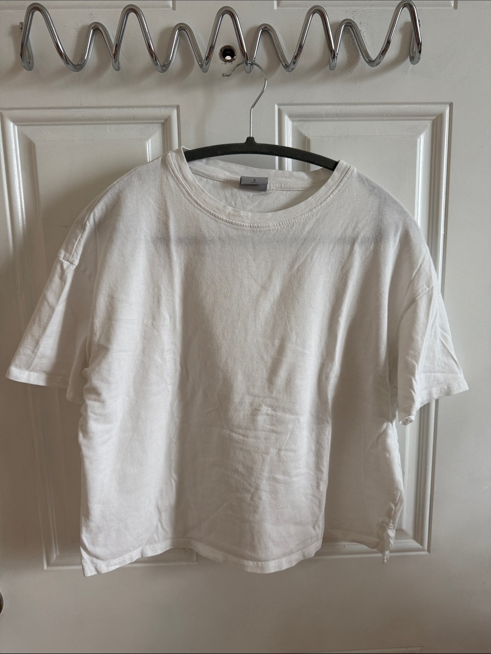 Cropped Boxy White Crewneck Tee